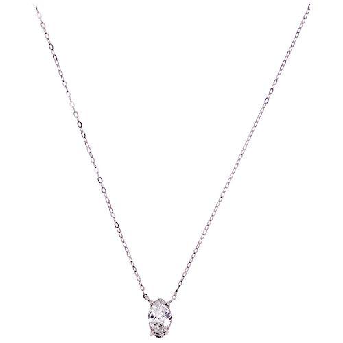 A diamond 14K white gold necklace.