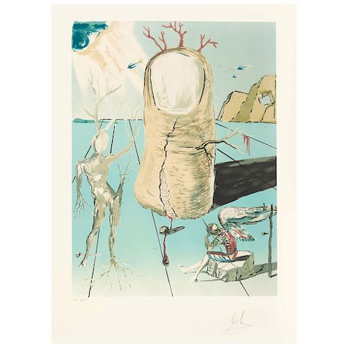 SALVADOR DALÍ, The vision of the angel of cap creus, from the "Retrospective II", 1980.