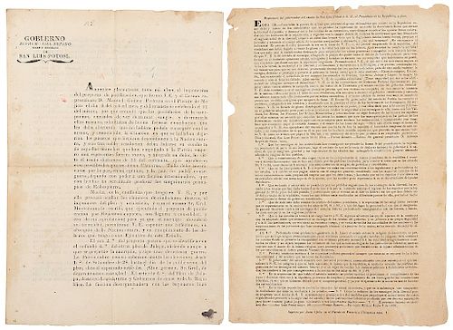 Romero, Vicente. Decreto sobre Proyecto de Pacificación/ Exposición del Gobernador... San Luis Potosí / México, 1832/ 34. Piezas: 2.