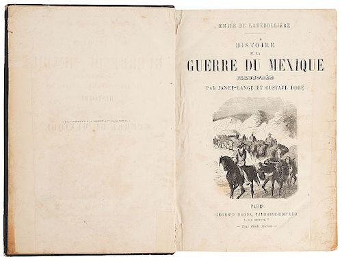 Labédollière, Émile de. Histoire de la Guerre du Mexique. Paris: Georges Barba, 1863. Un mapa coloreado.