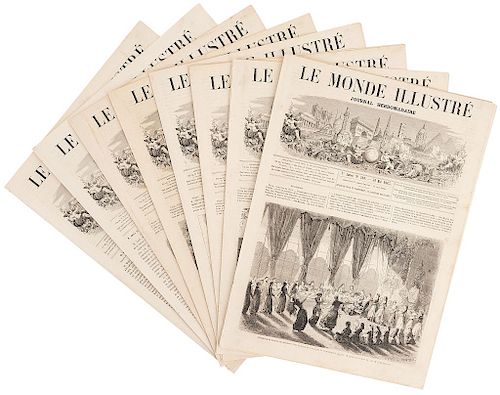 Le Monde Illustré. Journal Hebdomadaire. Paris, 1863. 36 x 26.5 cm. Año 7, enero - octubre 1863. 8 Números. Piezas: 8.