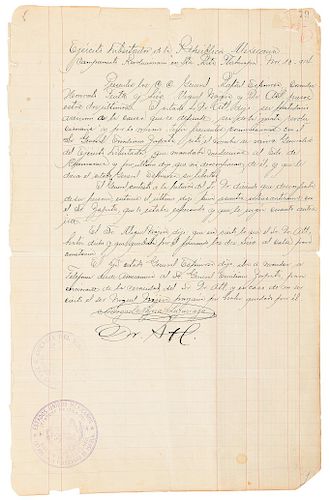 Dr. Atl. - Nájera Luzuriaga, Miguel. Constancia de Declaraciones. Campamento Revolucionario en Santa Rita Tlahuapan, 1914. Firmas.