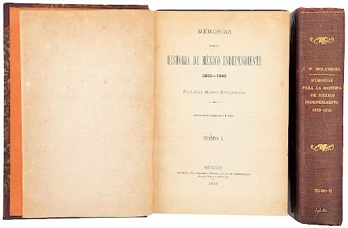 Bocanegra, José María. Memorias para la Historia de México Independiente 1822 - 1846. México, 1892. Tomos I - II.