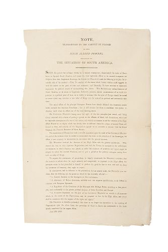 Note, Transmitted by the Cabinet of Madrid to the High Allied Powers, Relative to the Situation of South America. Madrid, 1818.