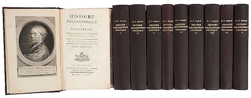Raynal, Guillaume Thomas. Histoire Philosophique et Politique des Établissemens et du Commerce des Européens... Geneve, 1781. Piezas:10