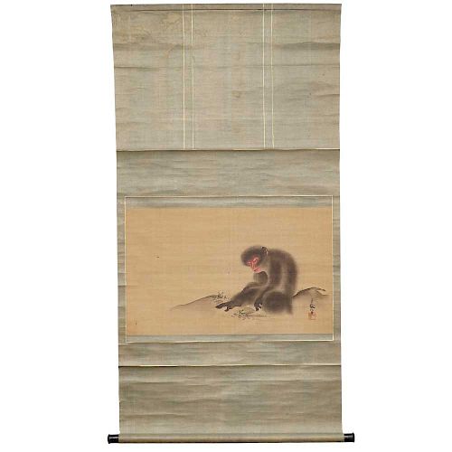 Monkey with Insects Scroll
