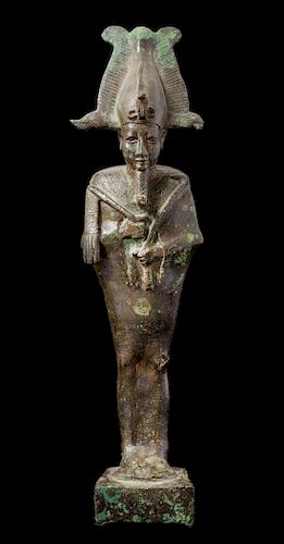 * An Egyptian Bronze Standing Osiris Height 11 inches.