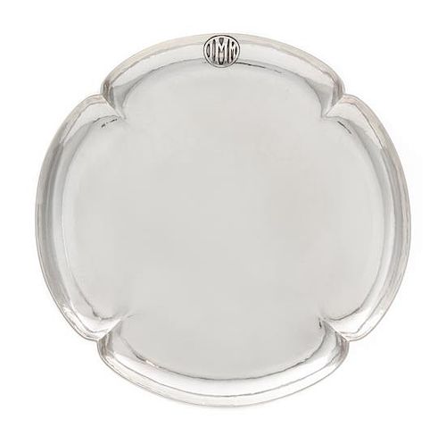 * An American Arts and Crafts Silver Tray, Art Silver Shop, Chicago, of quatrefoil form with a spot-hammered finish, the border
