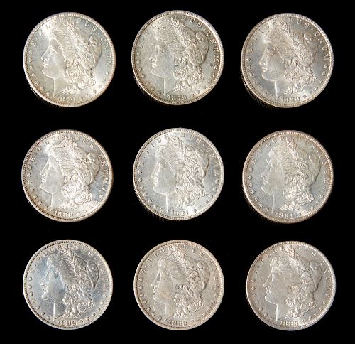 9 Morgan Silver Dollars