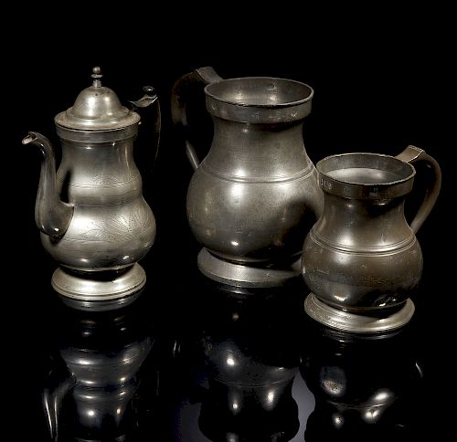Pewter Measures and Coffee Pot
