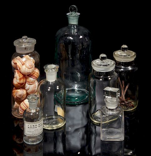 Seven Assorted Glass Jars