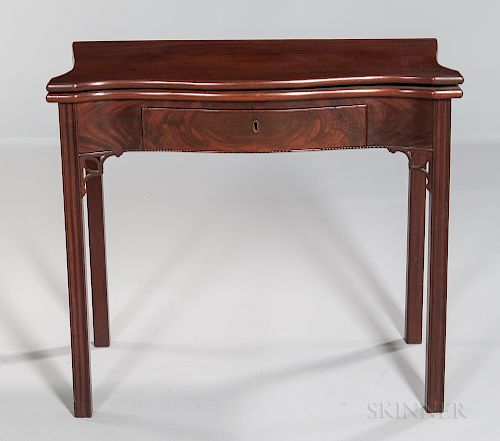 Carved Mahogany Games Table with Drawer