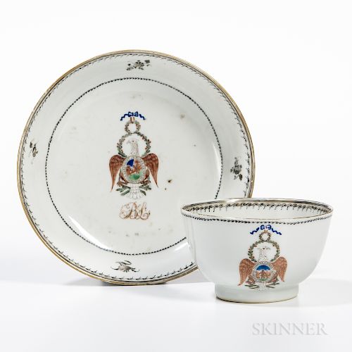 Society of the Cincinnati Tea Bowl and Saucer Made for and Owned by General Benjamin Lincoln