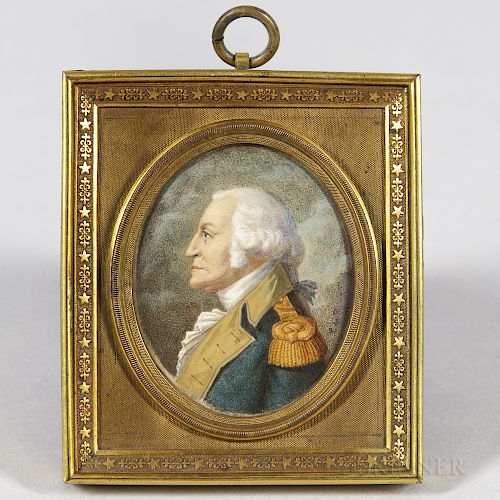Charles Balthazar Julien Fevret de Saint-Memin (New York, Philadelphia, France, 1770-1852), Miniature Portrait of General George Washin
