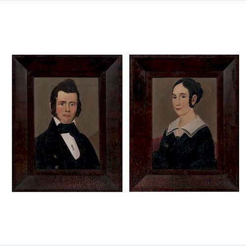 William Matthew Prior (Massachusetts/Maine, 1806-1873)  Pair of Portraits of a Man and Woman