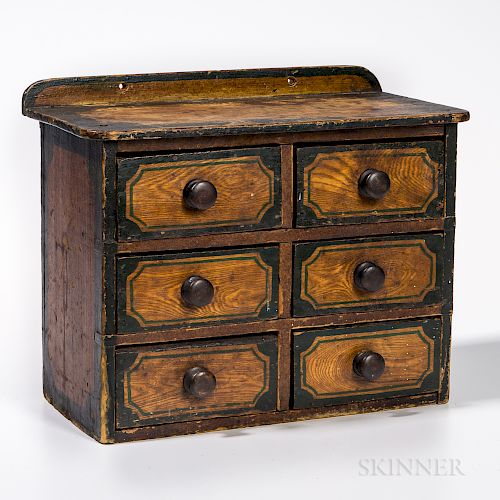Six-drawer Paint-decorated Spice Chest