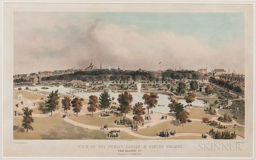 Lithograph Print View of the Public Garden & Boston Common from Arlington St.