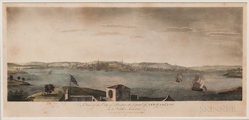 Watercolor Engraving A View of the City of Boston the Capital of New England in North America