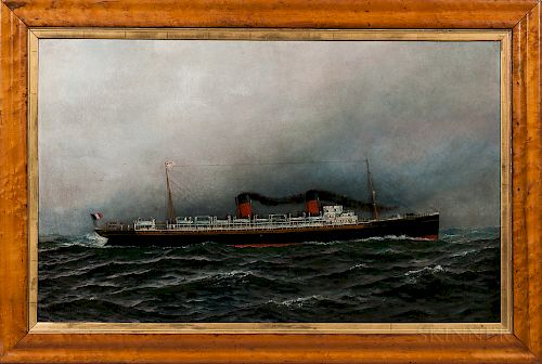 Antonio Nicolo Gasparo Jacobsen (Danish/American, 1850-1921)  Portrait of French Steamship La Lorraine