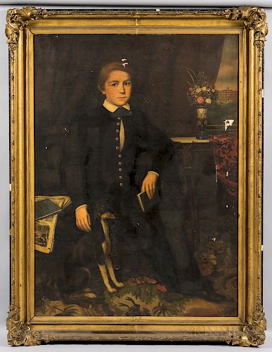 Lambert Sachs (Pennsylvania/Germany, 1818-1903)  Portrait of a Boy and His Dog
