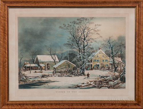 Currier & Ives Lithograph Winter in the Country: A Cold Morning