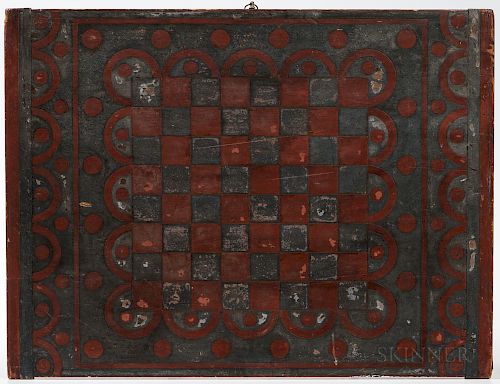 Two-sided Painted Parcheesi and Checkers Game Board