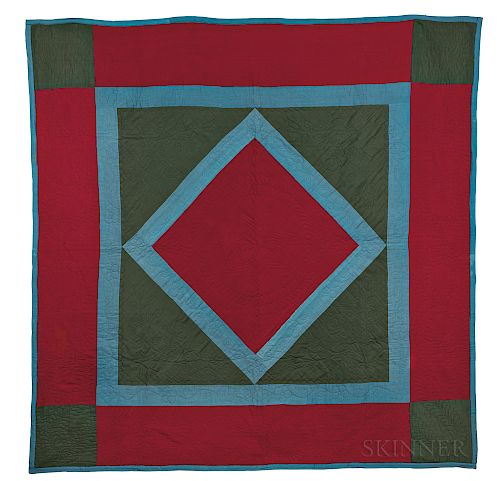 Wool Diamond and Square Amish Quilt