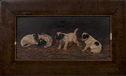 American School, Late 19th Century  Four Jack Russell Terrier Puppies