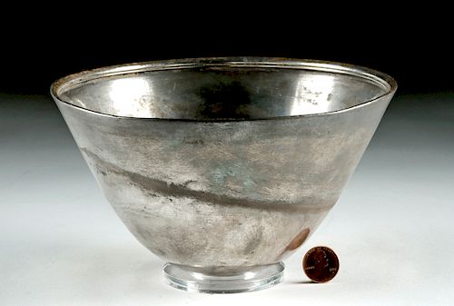 Greek Silver Mastoid Bowl w/ Inscription - 408.2 grams