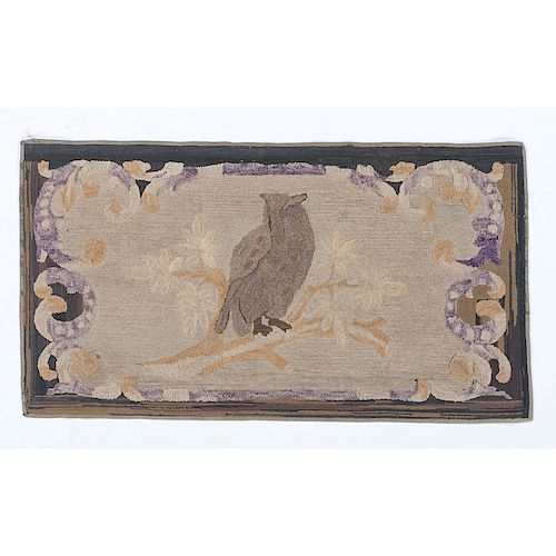 Hooked Rug with Owl