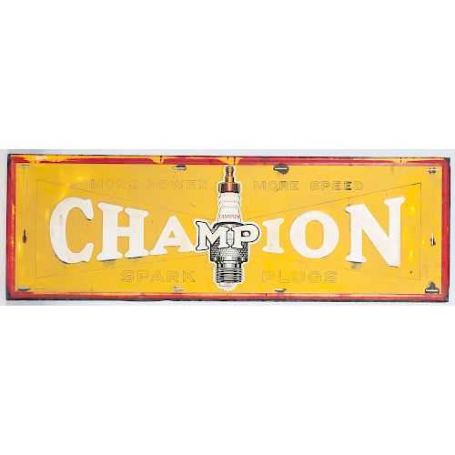 Champion Spark Plugs Tin Embossed Ad Sign