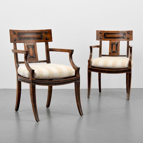 Pair of Michael Taylor "Klismos" Arm Chairs