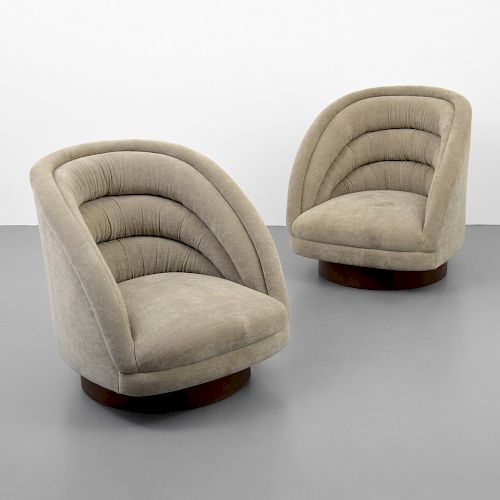 Pair of Vladimir Kagan "Crescent" Swivel Lounge Chairs