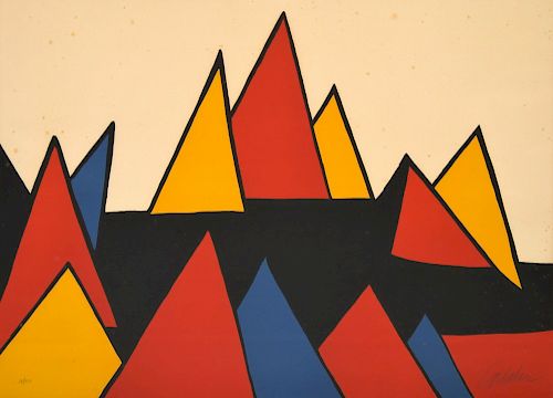 Alexander Calder "Mountains" Lithograph, Signed