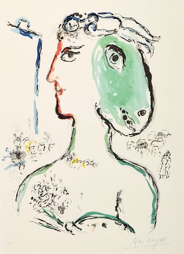 Marc Chagall "L'Artiste Phenix" Lithograph, Signed