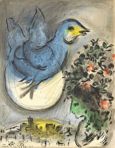 Marc Chagall "L'Oiseau Bleu" Lithograph Poster, Signed