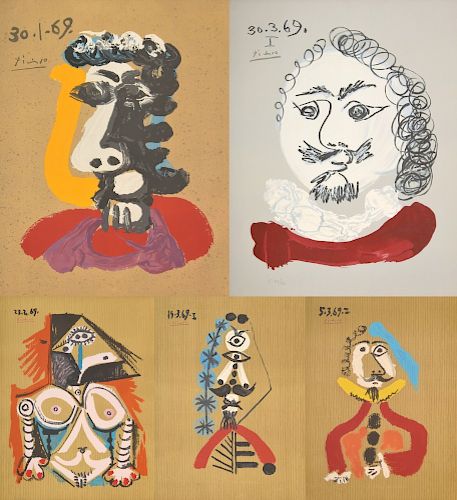 5 Pablo Picasso (after) "Imaginary Portraits" Lithos