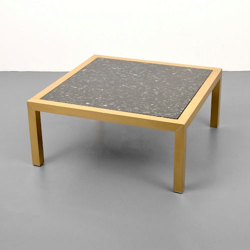 Brass & Stone Coffee Table, Style of Harvey Probber