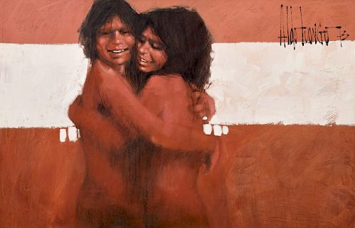 Large Aldo Luongo Erotic Nude Painting