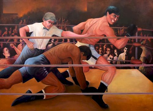 Large Murray Gaby Painting, Boxing Theme