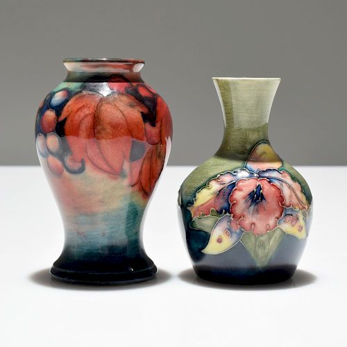 2 Moorcroft Vases, "Grape & Leaf" & "Orchid" 