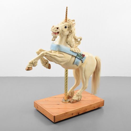 Vintage Carousel Horse, 61" Unicorn