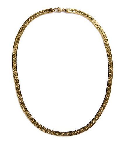 * A 14 Karat Yellow Gold Herringbone Chain Necklace, 27.60 dwts.