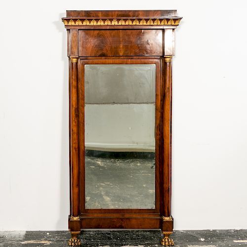 Continental Empire Mahogany & Gilt Mirror, 19th C.