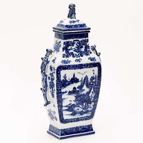 Chinese Blue & White Lidded Porcelain Lidded Vase