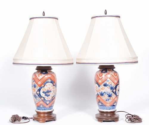 Pair, Imari Porcelain Table Lamps