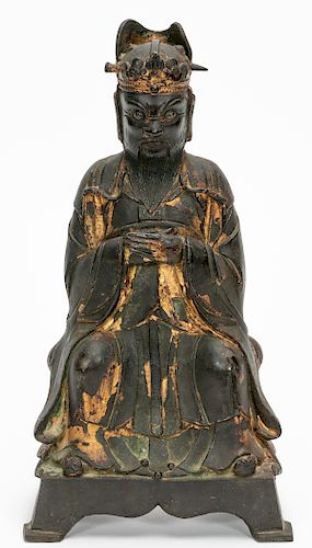 Chinese, Bronze Figure of Seated Ancestor
