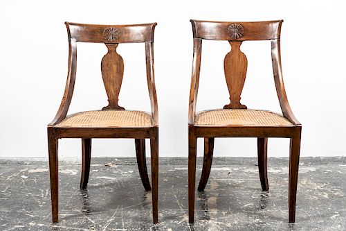 Pair, Anglo-Colonial Style Caned Chairs, 19th Cent
