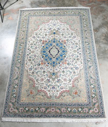 Hand Woven Silk Tabriz Rug, 6' 8" x 10' 6"