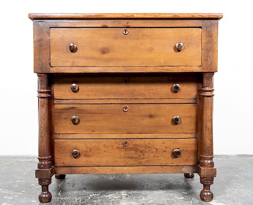 Mid-19th Century American 4-Drawer Softwood Chest